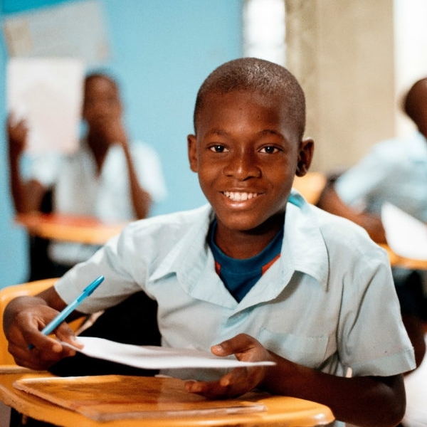 boy learning in school